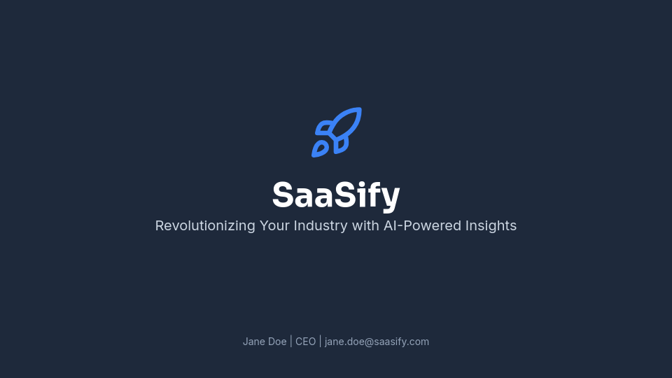 Investor Pitch Deck for Early-Stage SaaS